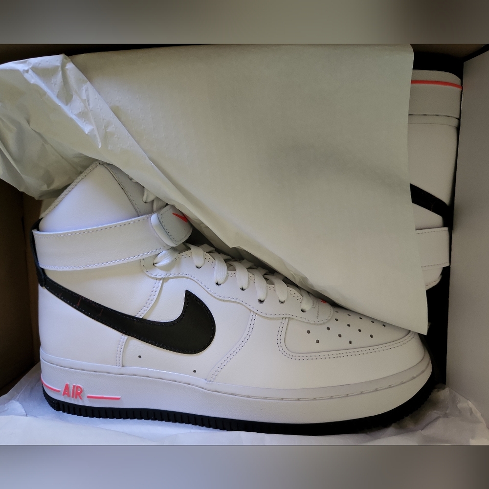 Nike White High-Top Sneakers with Black Swoosh and Pink Details - Picture 9 of 16